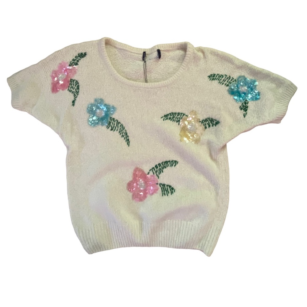 80s vintage short sleeve angora sweater